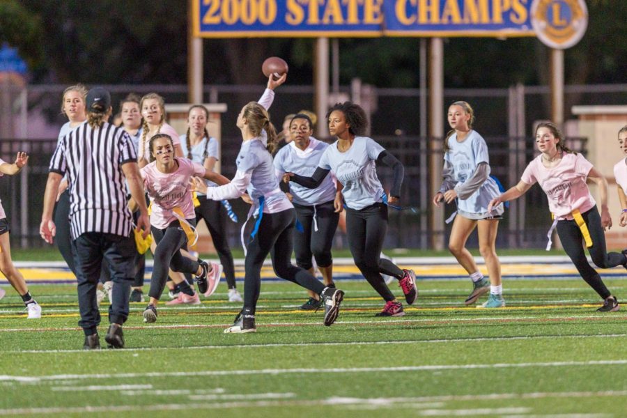 Grand Ledge Seniors face off against the Sophomores in the new sexism free Female Football League. In the 2018 season, the sophomores won the tournament.