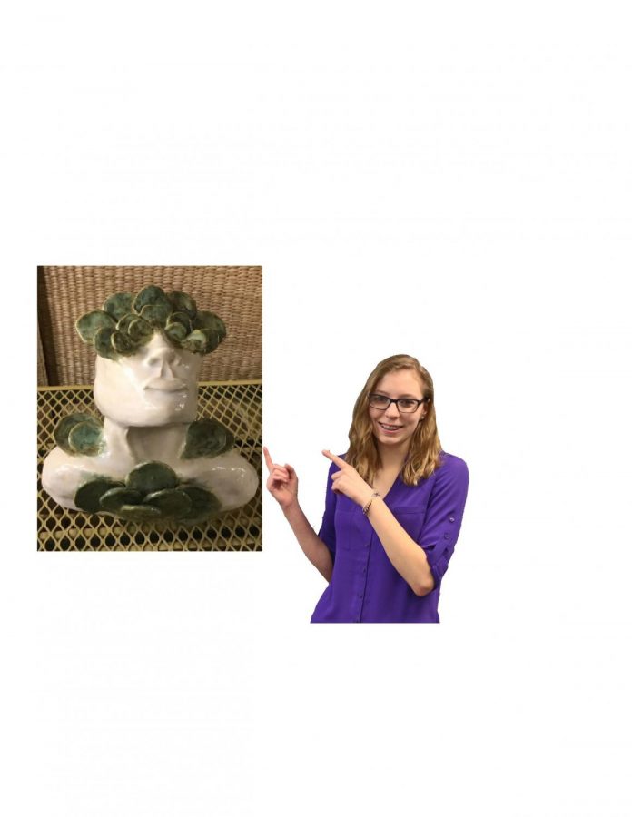 Sophia Kraus won an Honorable Mention for her ceramic art piece titled Fungi.