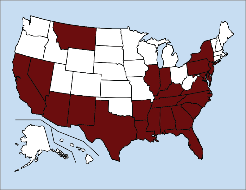 This+map+of+the+US+shows+all+the+states+where+mass+shootings+have+happened+according+to+the+Gun+Violence+Archive.