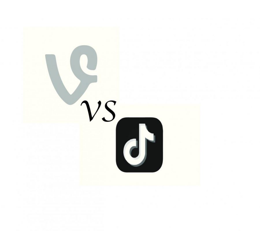 Vine+logo+versus+the+Tik+Tok+logo.+Graphic+by+Cole+Harkins.