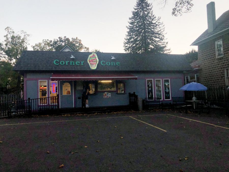 This is Corner Cone. A customer is in line to buy some delicious ice cream.