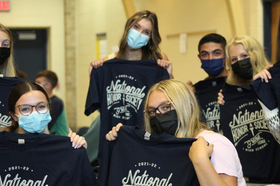 Members of NHS posing with their new shirts for the year. They were also choosing new executive roles.