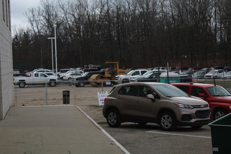The band lot and the truck lot are nearly filled as construction separates the two. The Marsh lot and the softball lot were significantly more empty and farther from the building.
