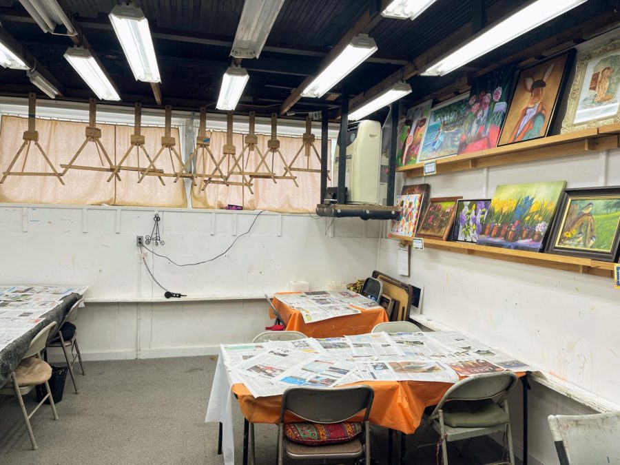 In the picture above Kerri Goodman just finished teaching a painting class. The classroom space is used by teachers from all over Michigan.