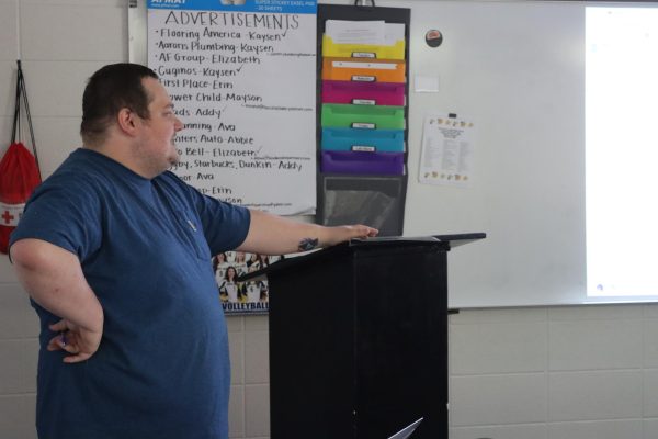 Mr. Westra-Hall teaches AP English Language students. He has been preparing them to take the AP exam in May.