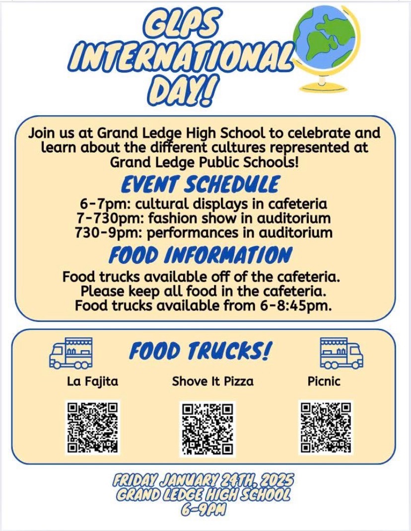 Grand Ledge High School's International Night will be hosted at the high school from 6 pm to 9 pm.  