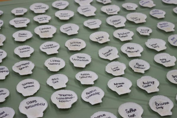 Shells with senior names made by student council.